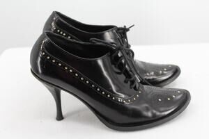 Bolero Dettagli Di Moda Bespoke Wingtip Brogue Oxford Granny Heels Sz 38 US 7.5
